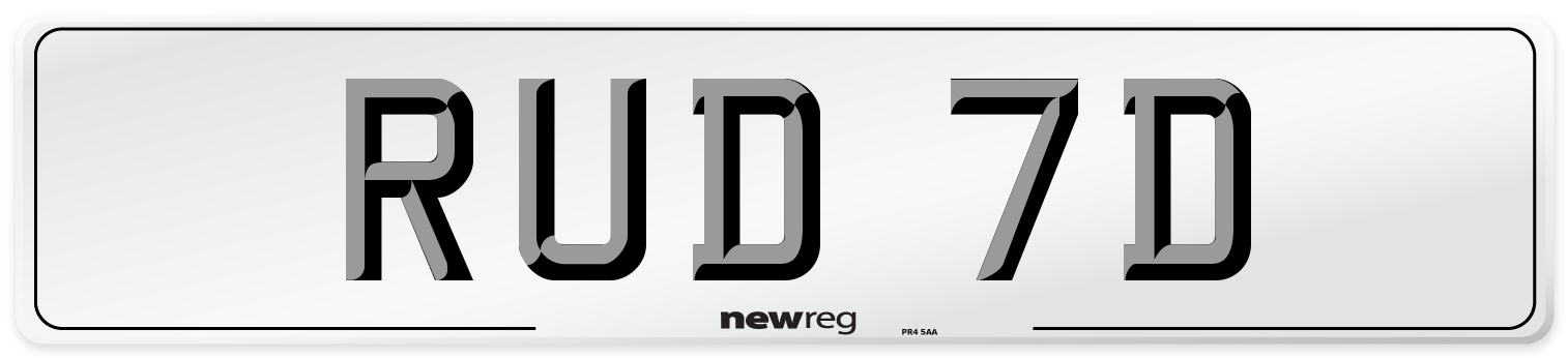 RUD 7D Number Plate from New Reg